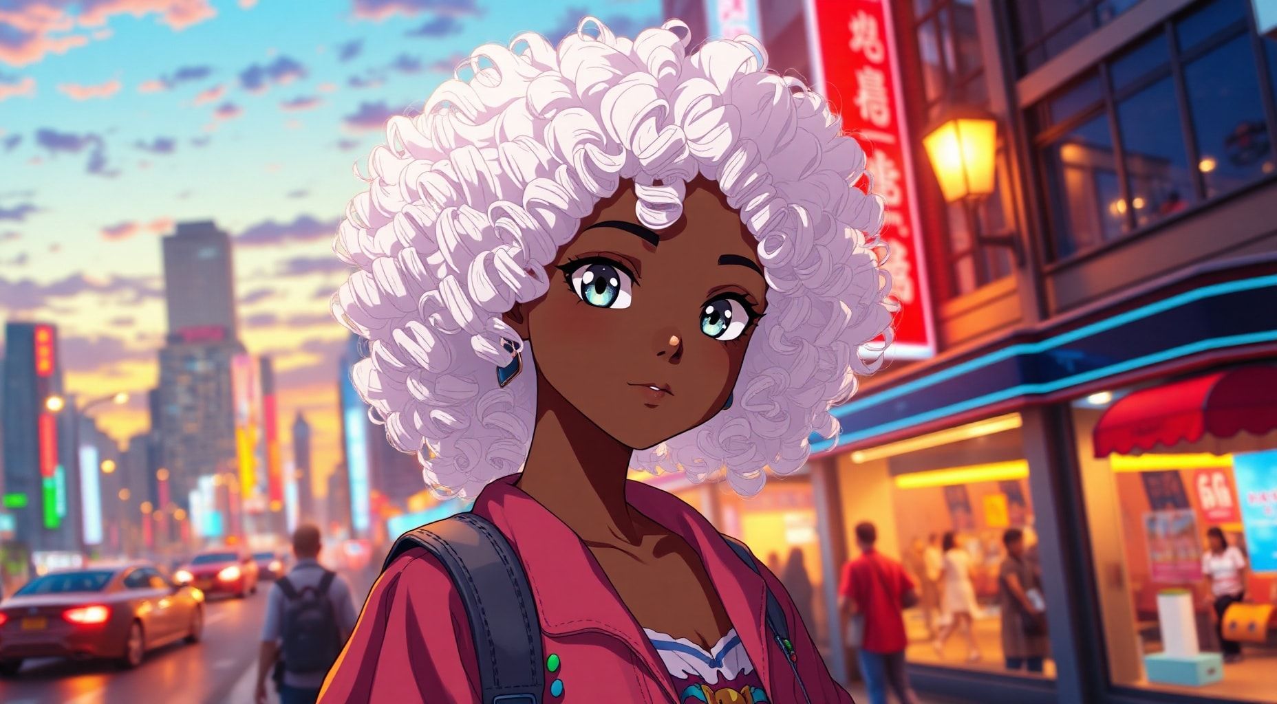 Download A White Curly Haired Anime Girl