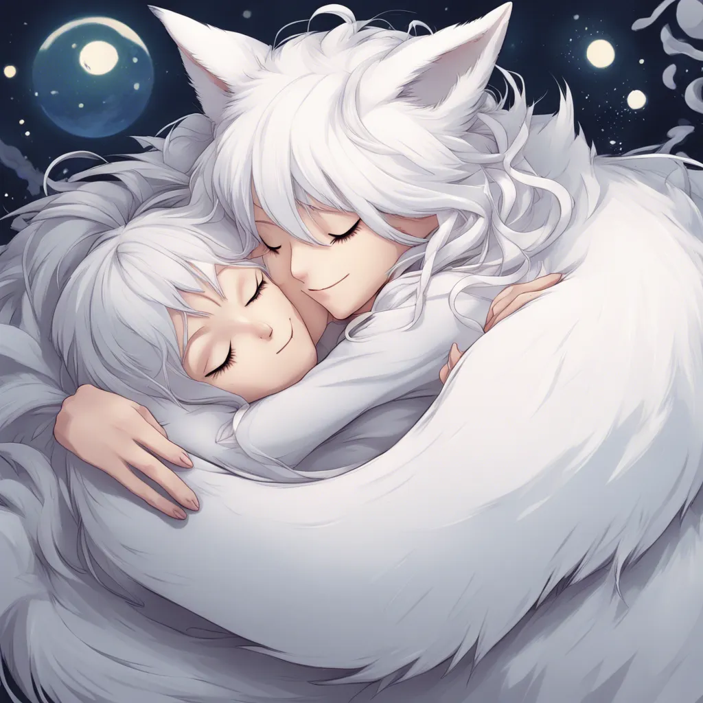 Download A White Fox Girl Sleeping And