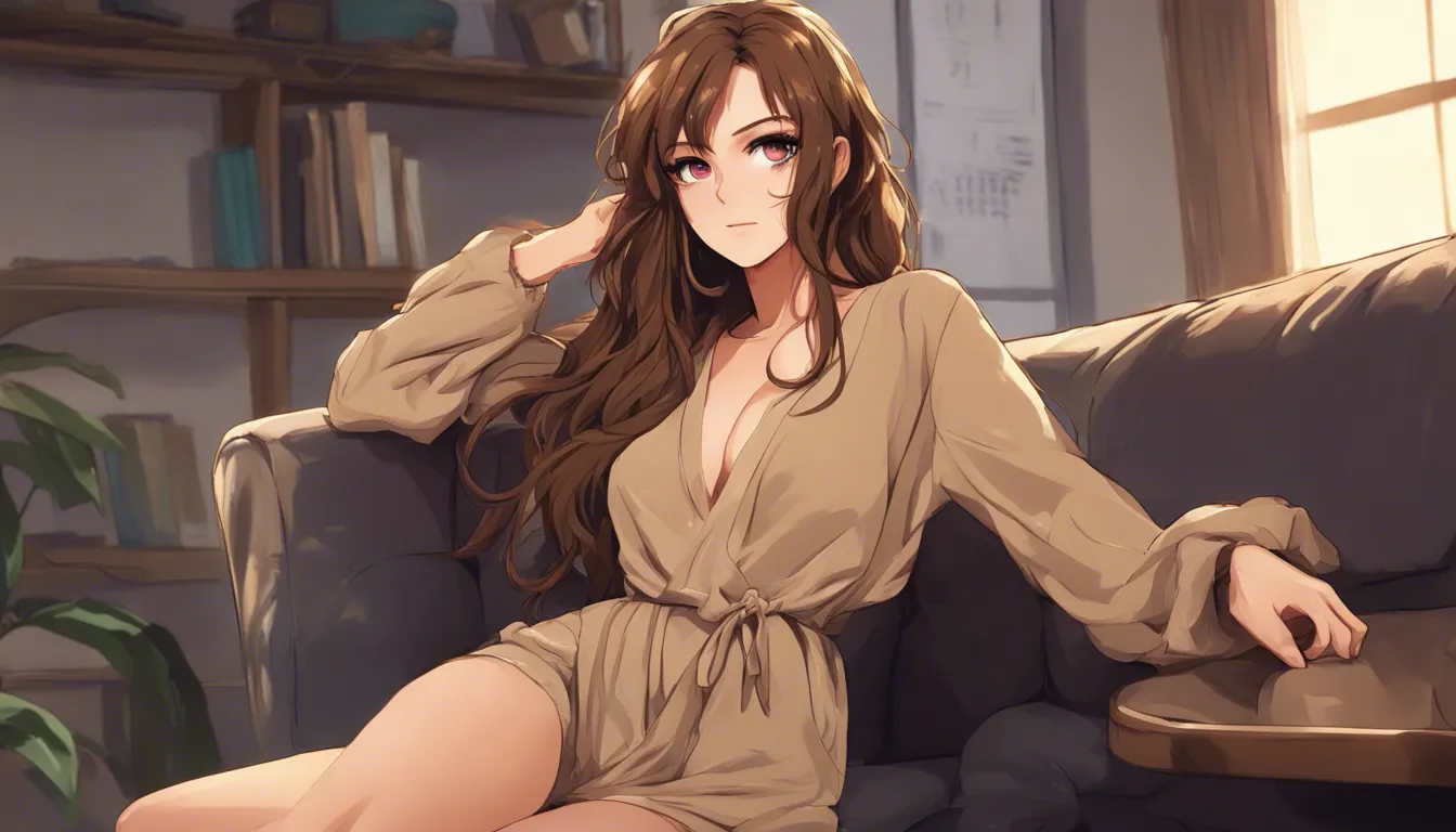 Download A Woman With Long Wavy Brown