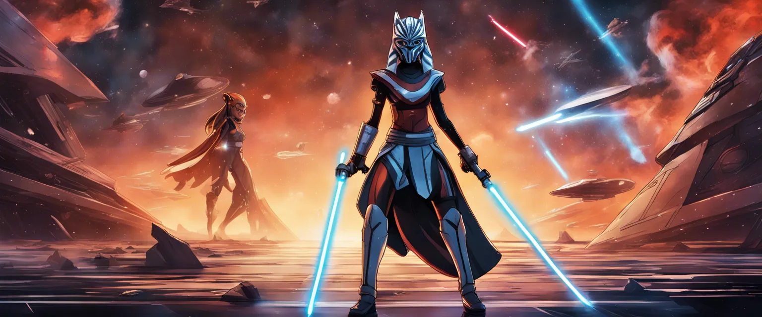 Download Ahsoka Vs Vader In Dark Tones