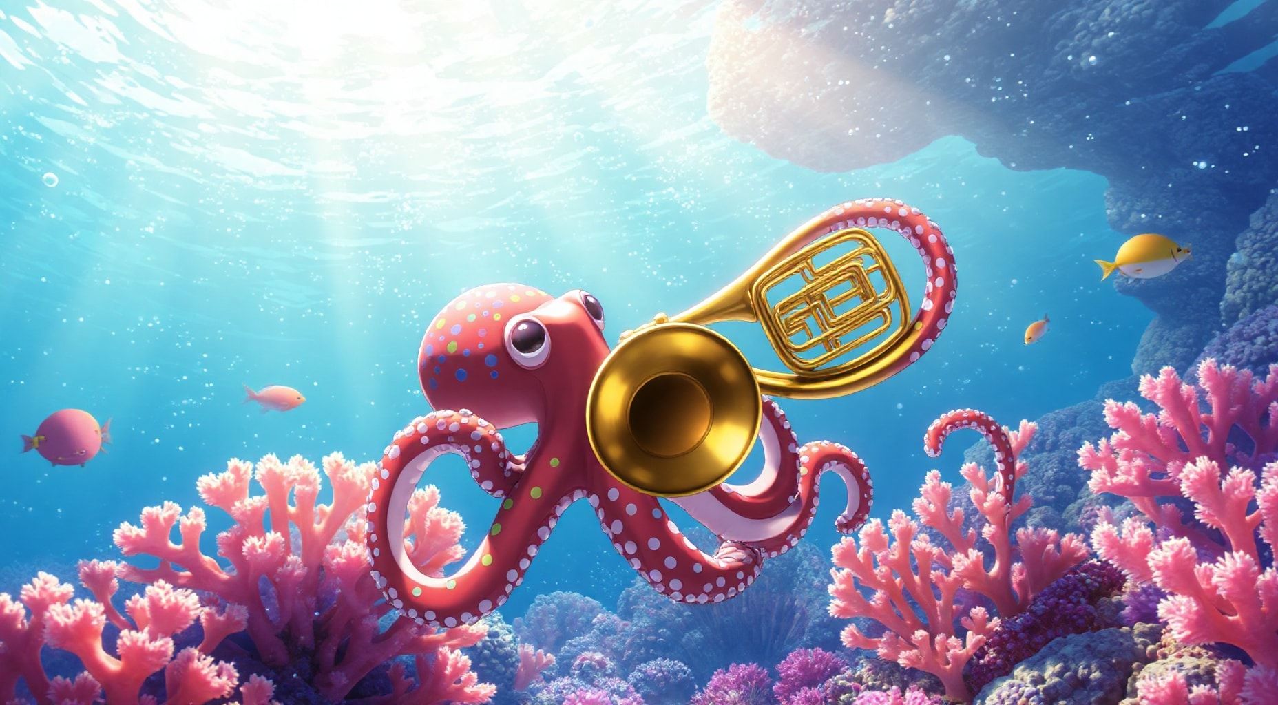 Download An Octopus Playing The French Horn