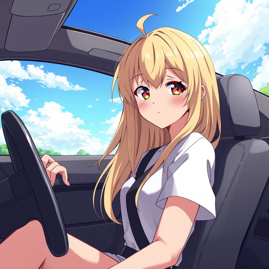 Download Anime Blonde Girl Sitting