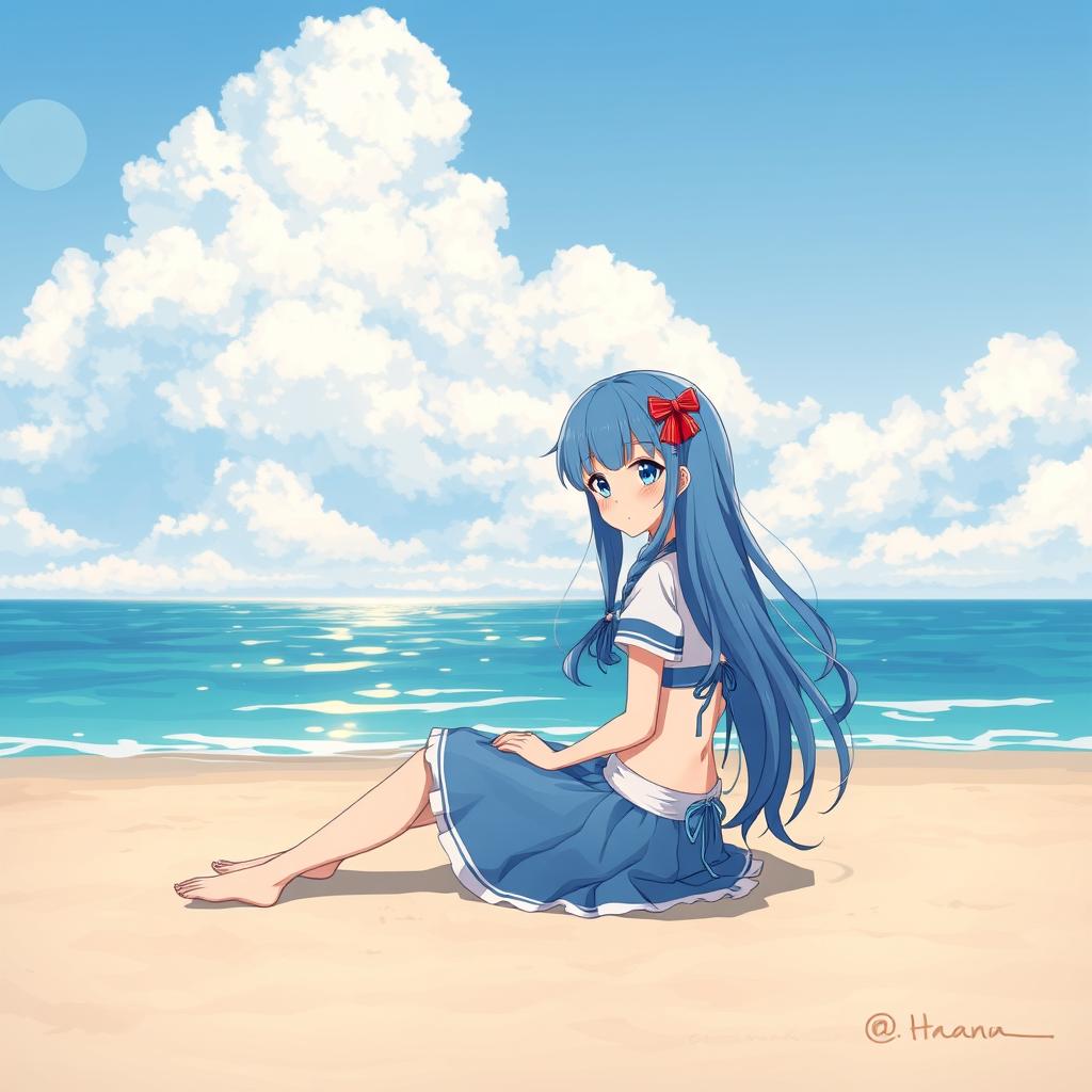 Download Anime Blue Hair Girl