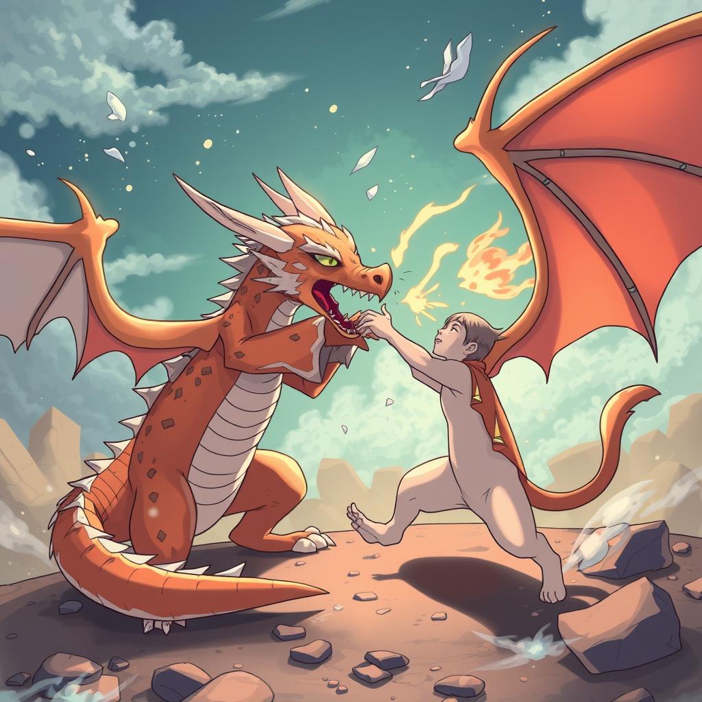 Download Anime Cat Fighting Dragon