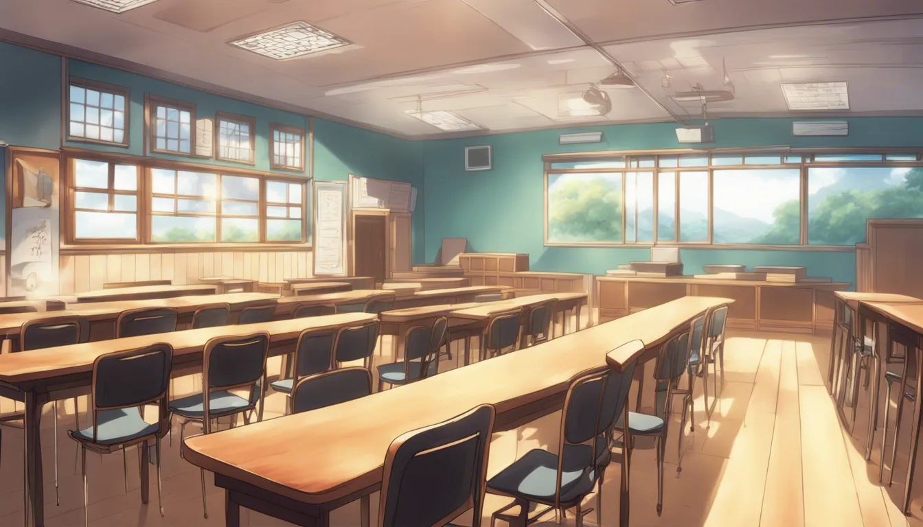 Download Anime Classroom With Empty Seats In