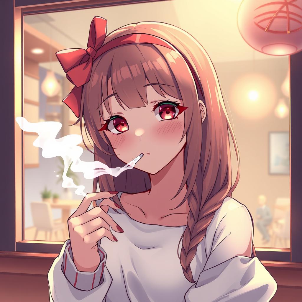 Download Anime Cute Girl Smoking