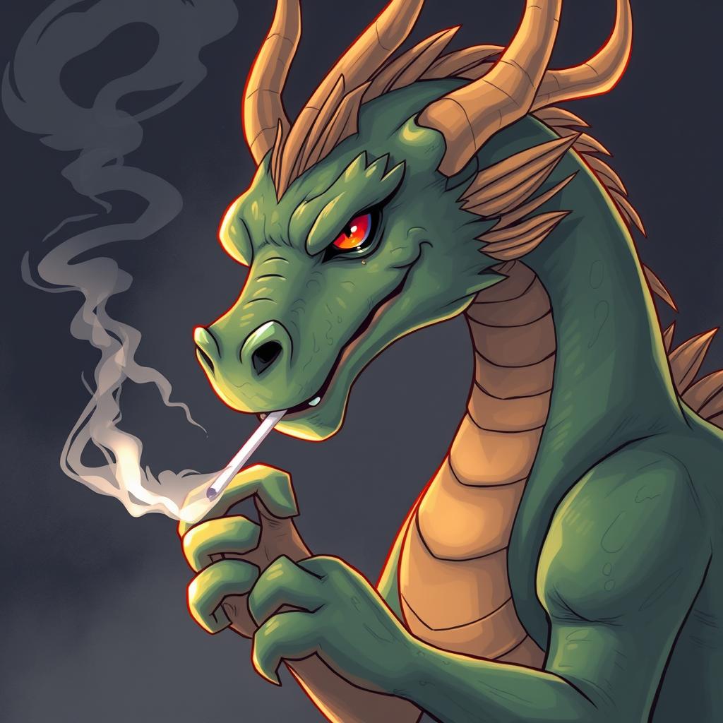 Download Anime Dragon Smoking Cigarette