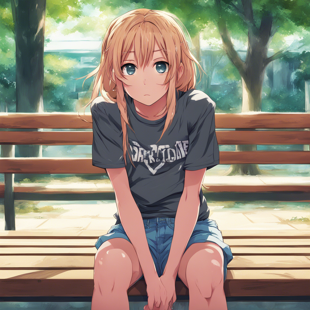 Download Anime Girl Kneeling On A Bench