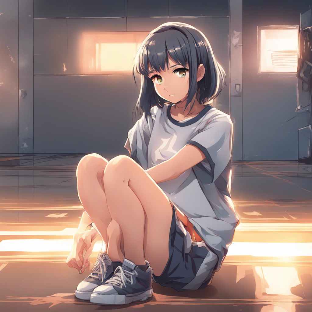 Download Anime Girl Kneeling On The Floor