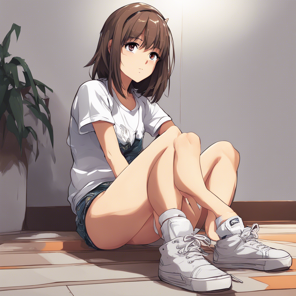 Download Anime Girl Kneeling On The Floor