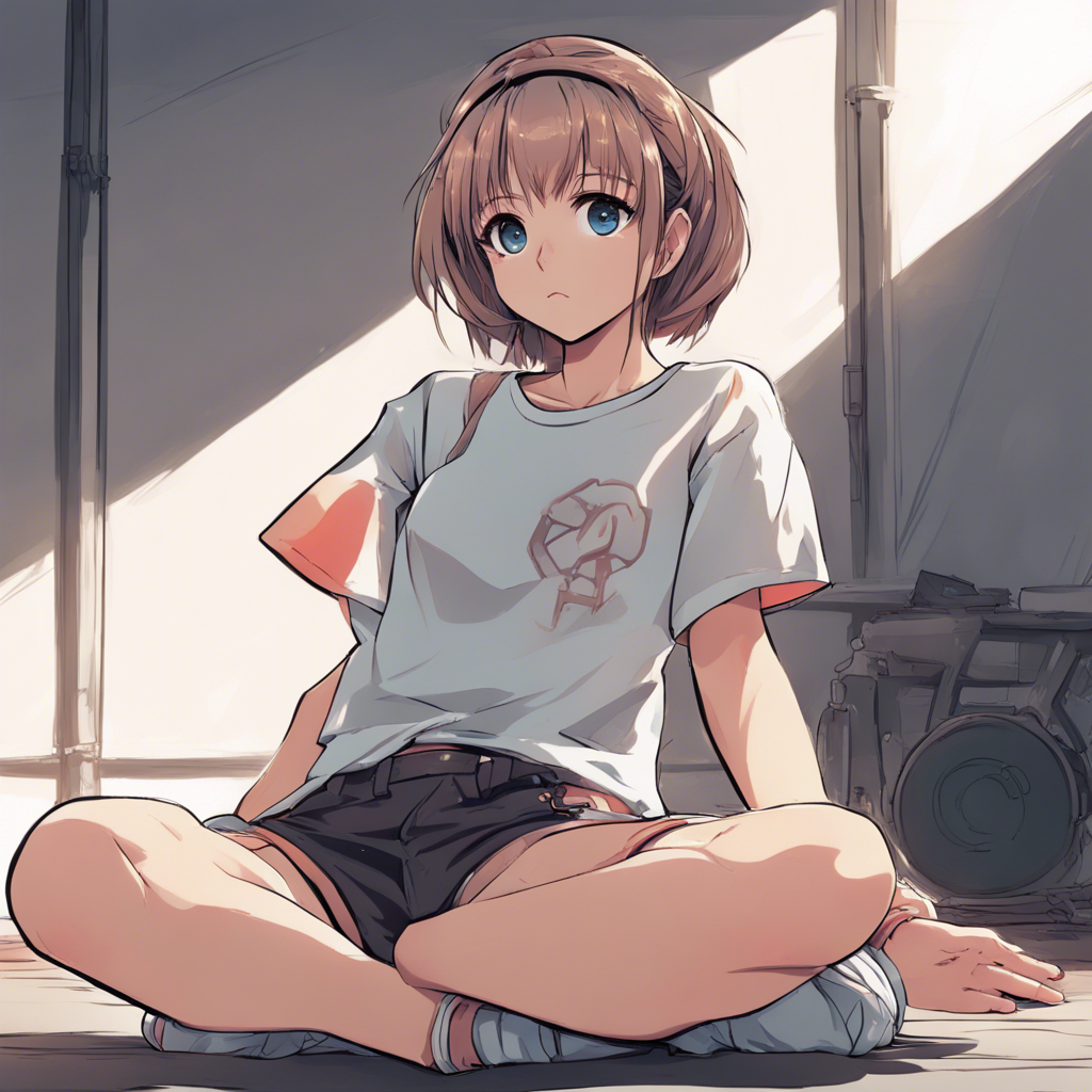 Download Anime Girl Kneeling On The Floor