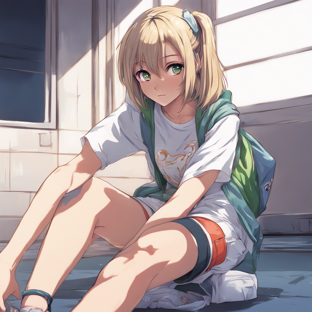 Download Anime Girl Kneeling On The Floor