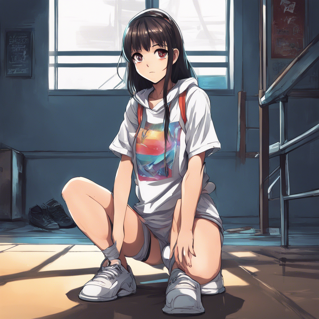 Download Anime Girl Kneeling On The Floor