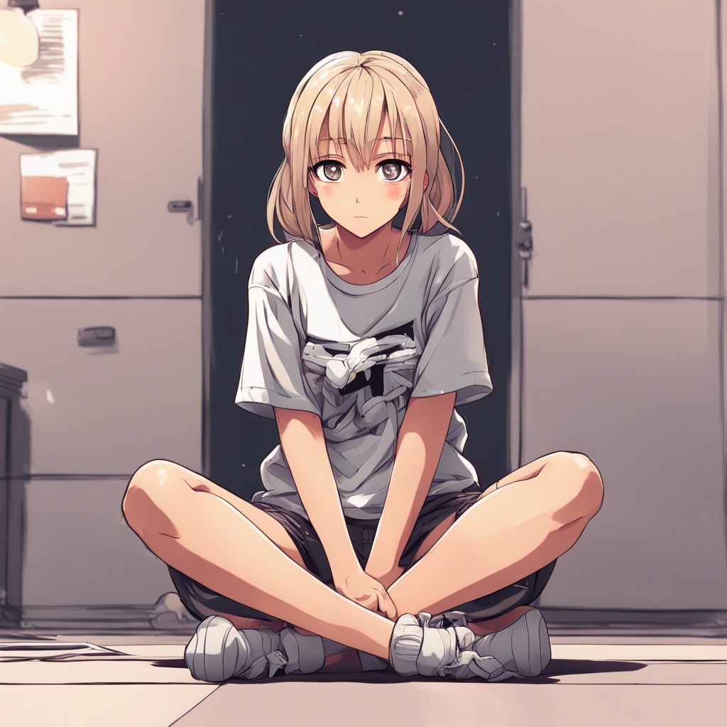 Download Anime Girl Kneeling On The Floor