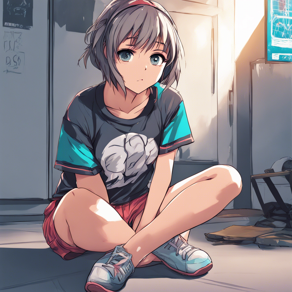 Download Anime Girl Kneeling On The Floor