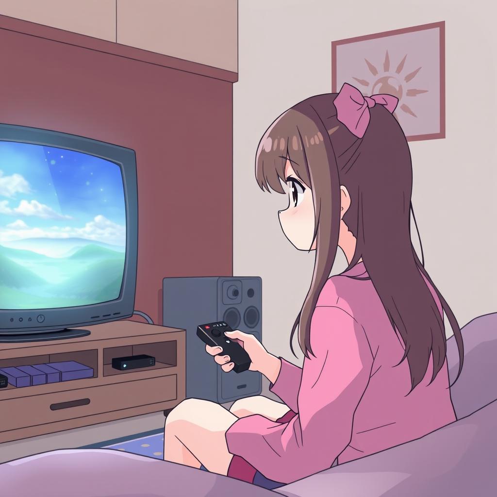 Download Anime Girl Watching Television