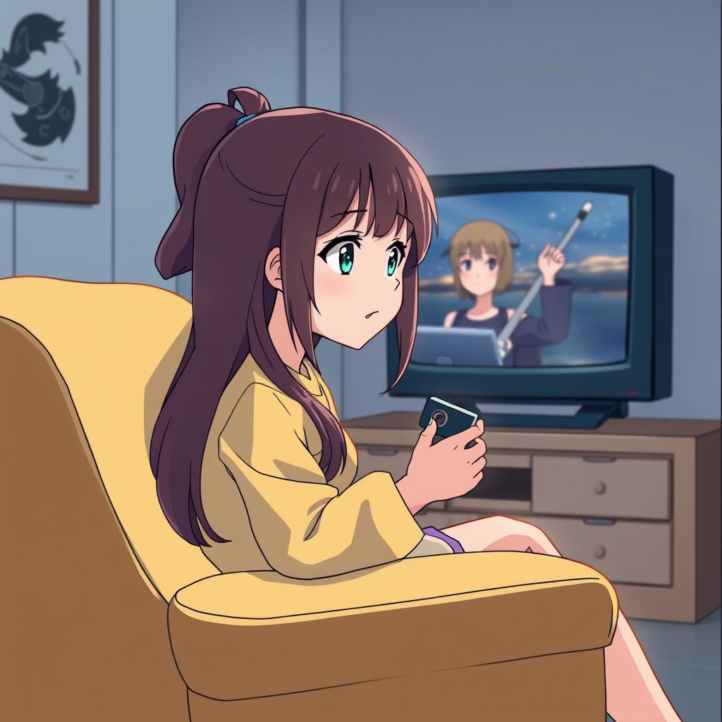 Download Anime Girl Watching Television