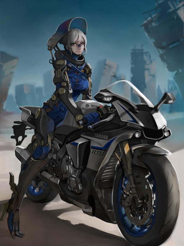 Download girl riding gray Yamaha