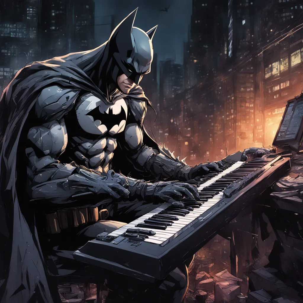 Download Batman Playing A Keyboard In A