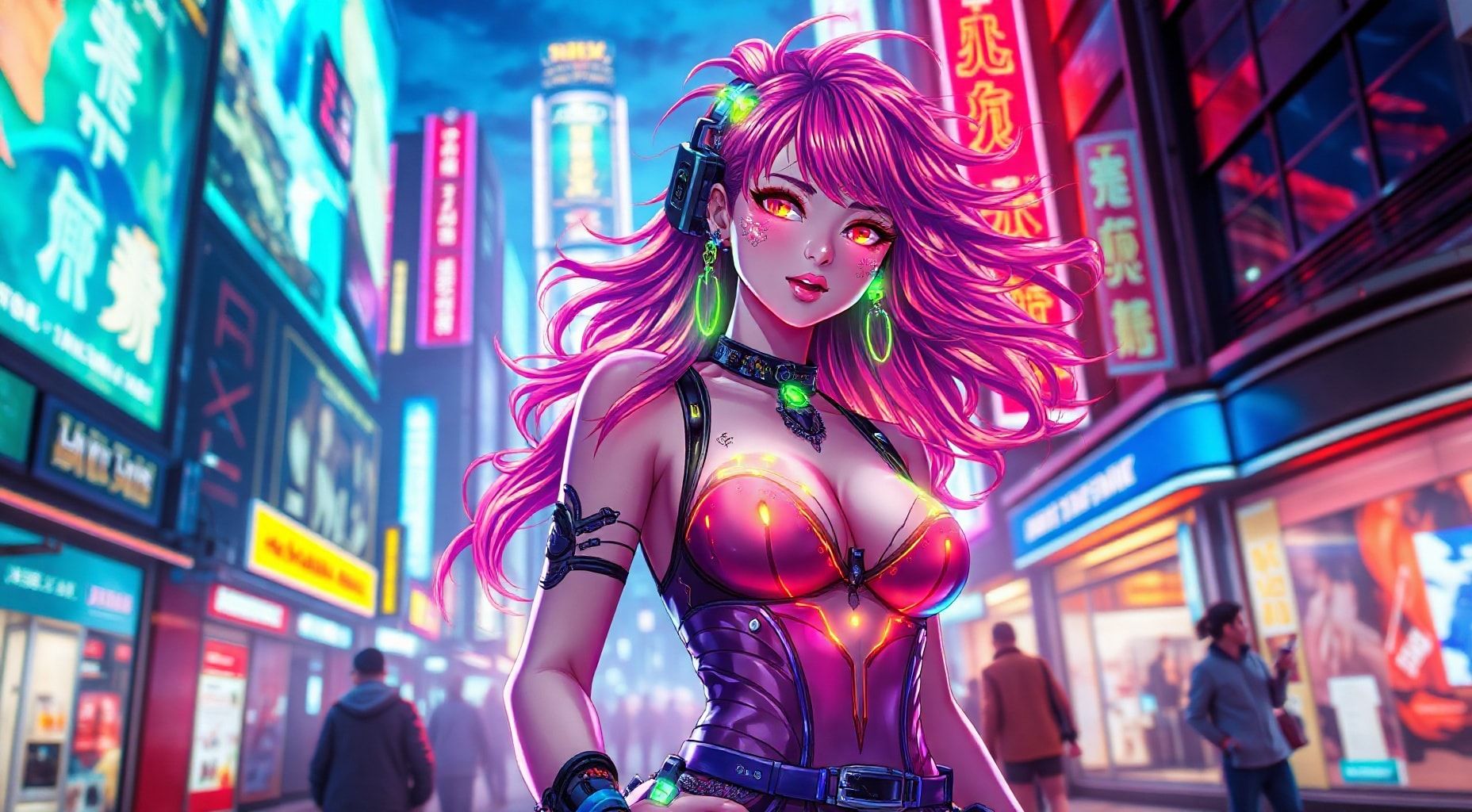 Download Beautiful Cyberpunk Girlfriend Full Body