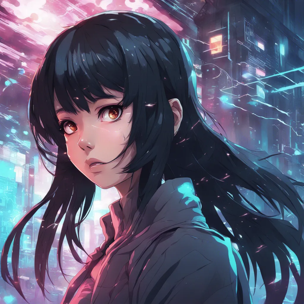 Download Black Haired Moody Girl With Futuristic