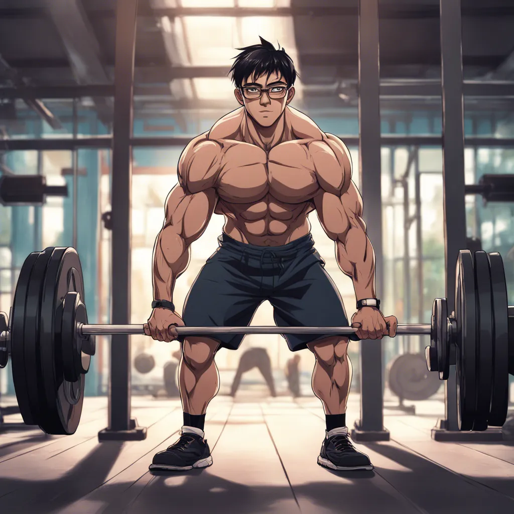 Download Buff Asian Guy With Glasses Deadlifts