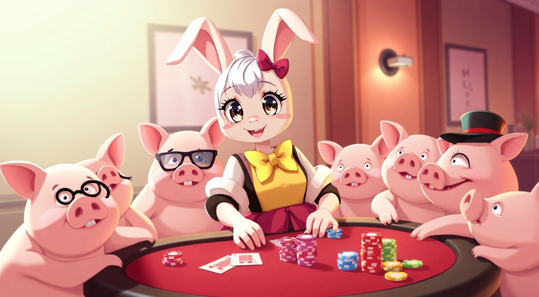 Download Bunny Girl Dealing Poker Cards For