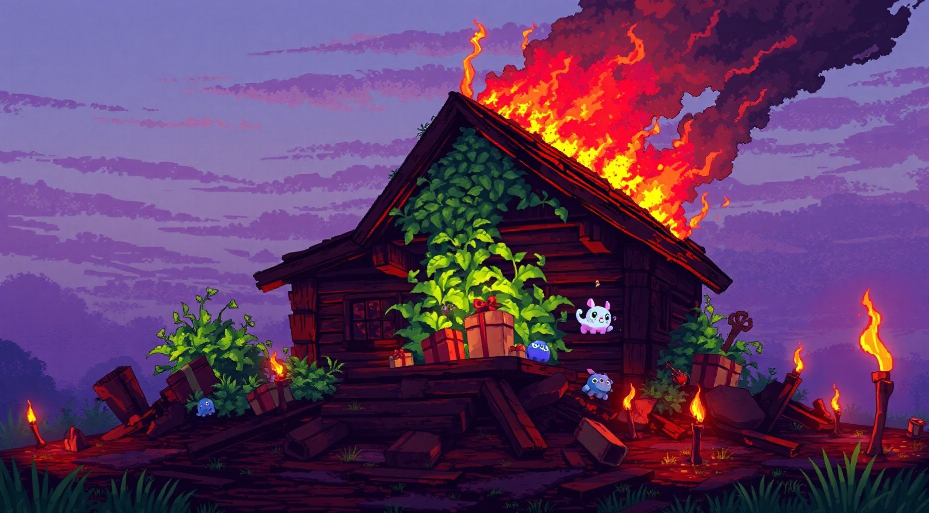 Download Burned Down Woodhouse Front View Chefrpg