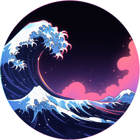 Download Aesthetic Japanese Great Wave Round Sticker