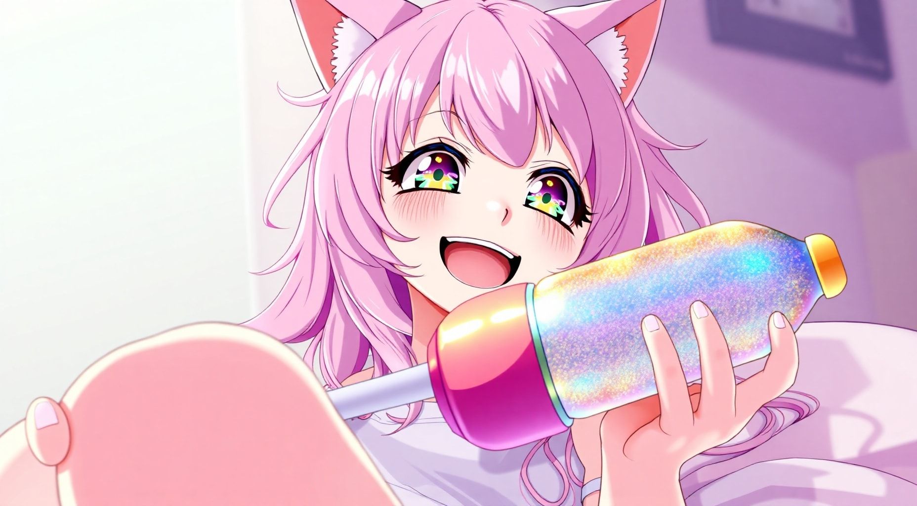 Download Cat Ears Pink Hair Feet Up