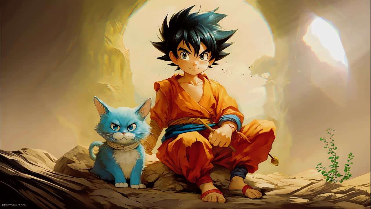 Download Kid Goku And Cat