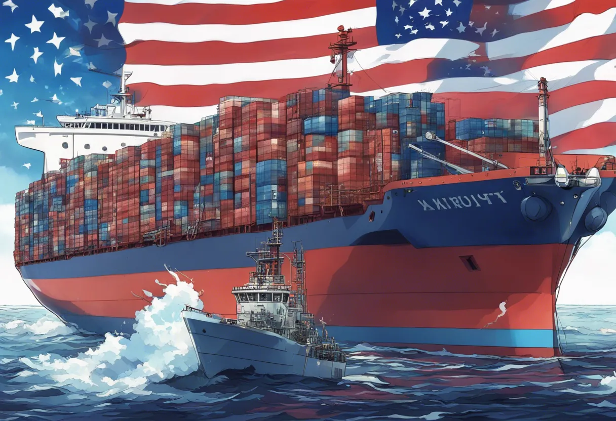 Download Container Ship With Usa Flag