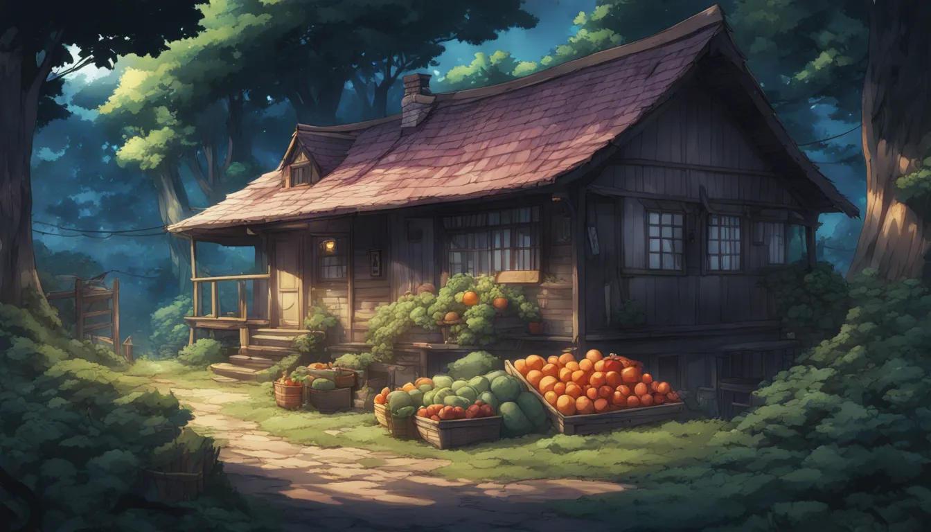 Download Cottage In Dark Woods With Produce