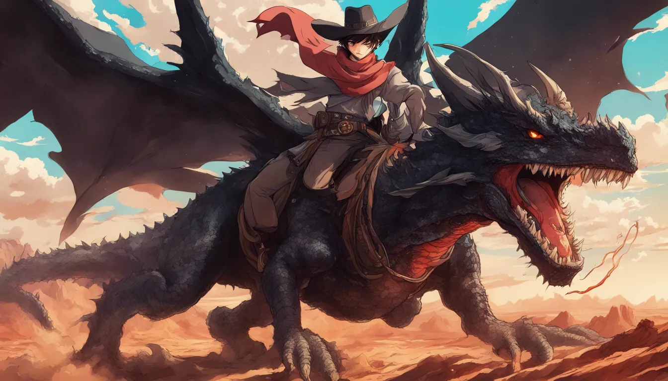 Download Cowboy On A Huge Black Dragon