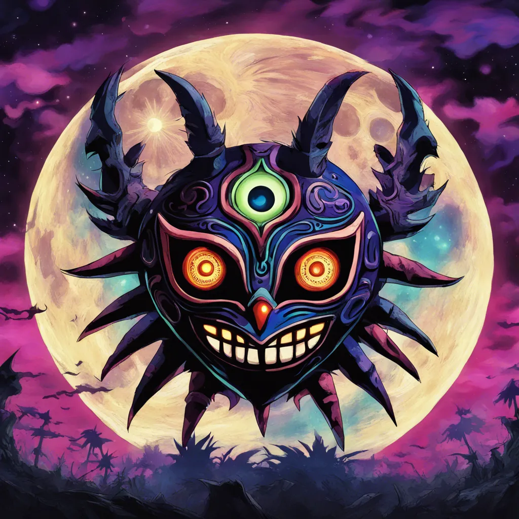 Download Creepy Majora Mask With Moon Background