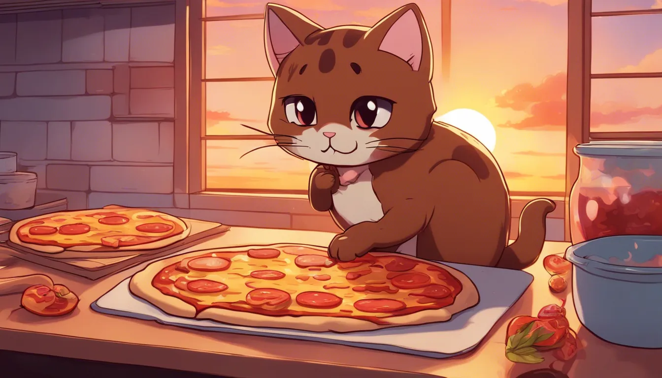 Download Cute Brown Cat Baking Pizza At