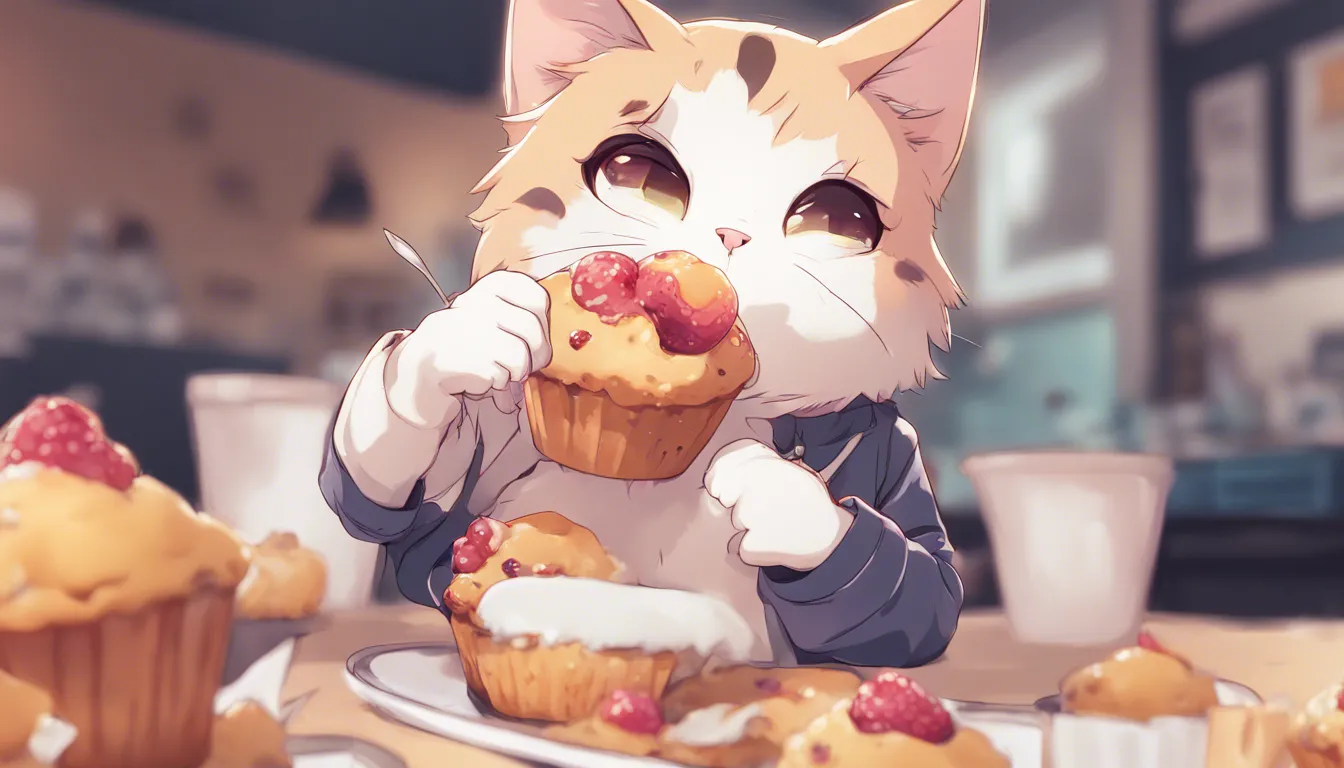 Download Cute Cat Eating Muffin