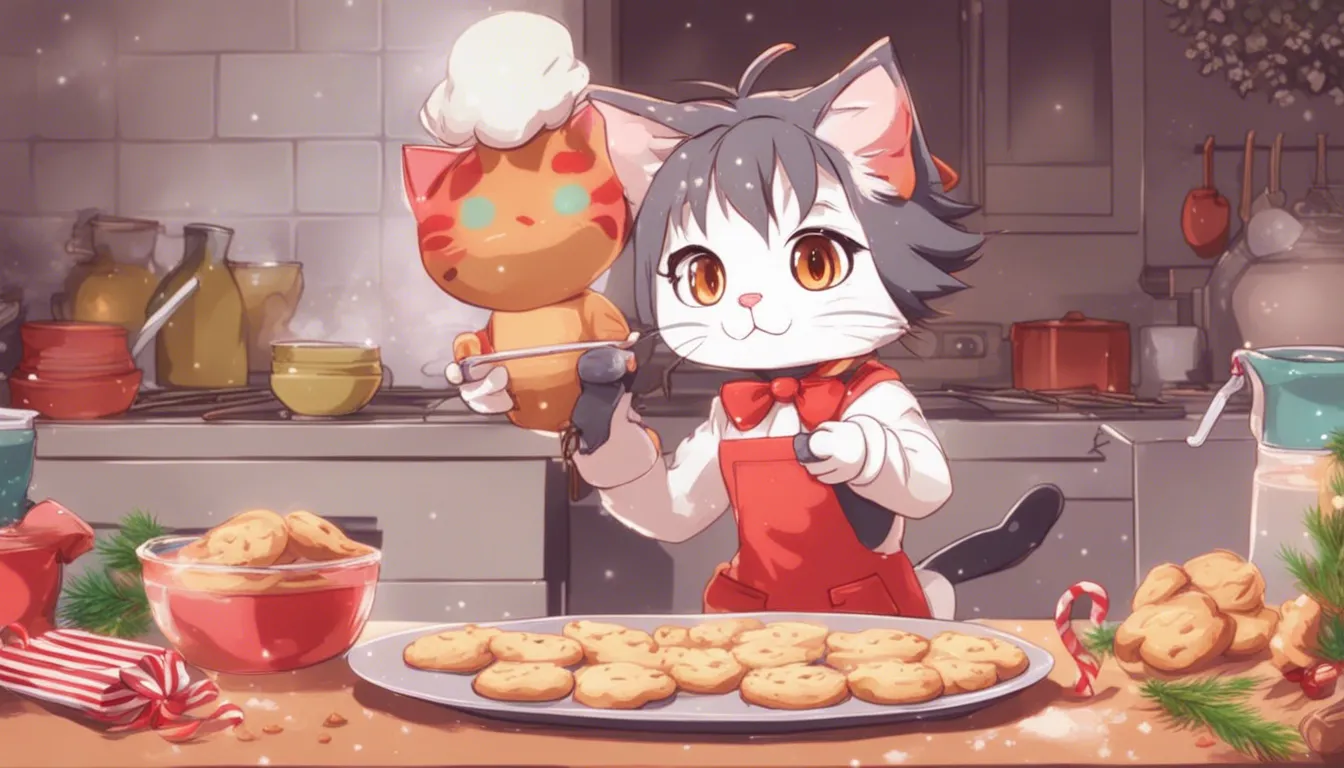 Download Cute Cat Is Baking Christmas Cookies