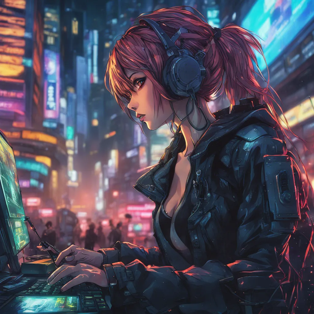 Download Cyberpunk Hot Woman Hacking A Terminal