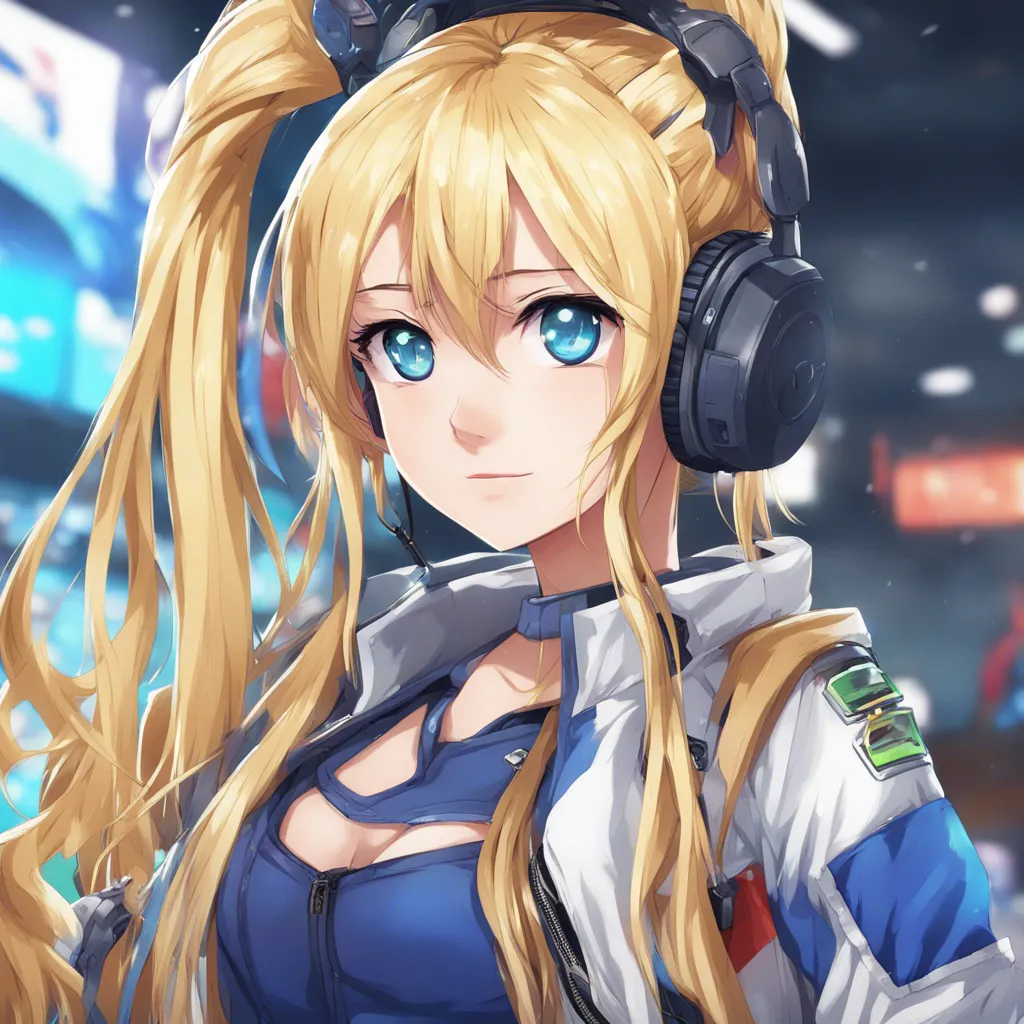 Download Detailed Anime Gamer Girl Blonde Blue