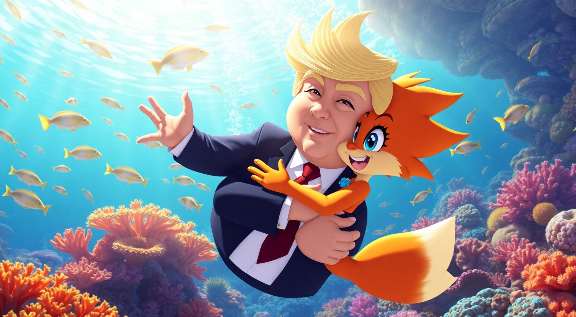 Download Donald Trump Underwater Hugging Coco Bandicoot