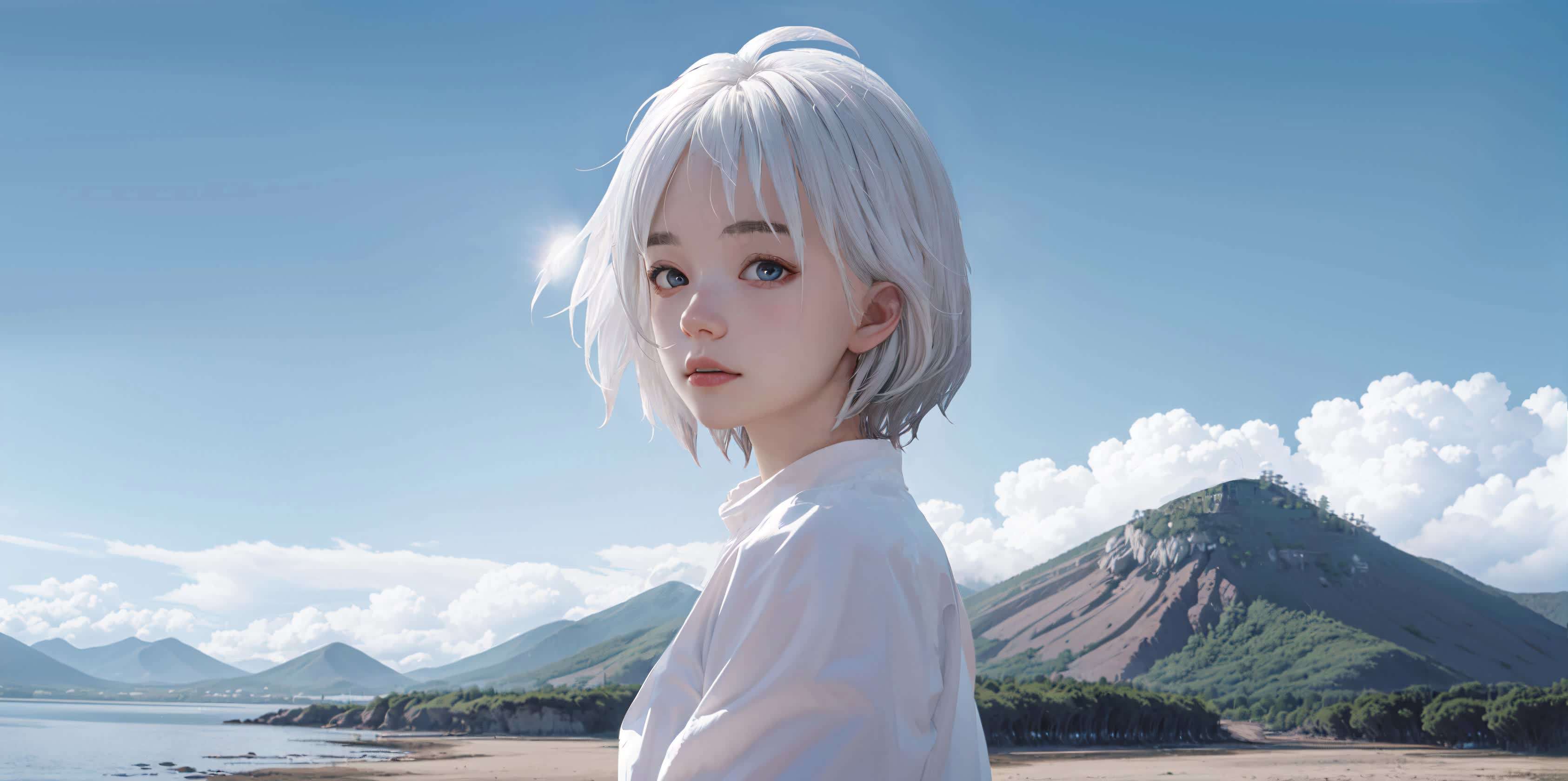 Download Girl With Short White Hair