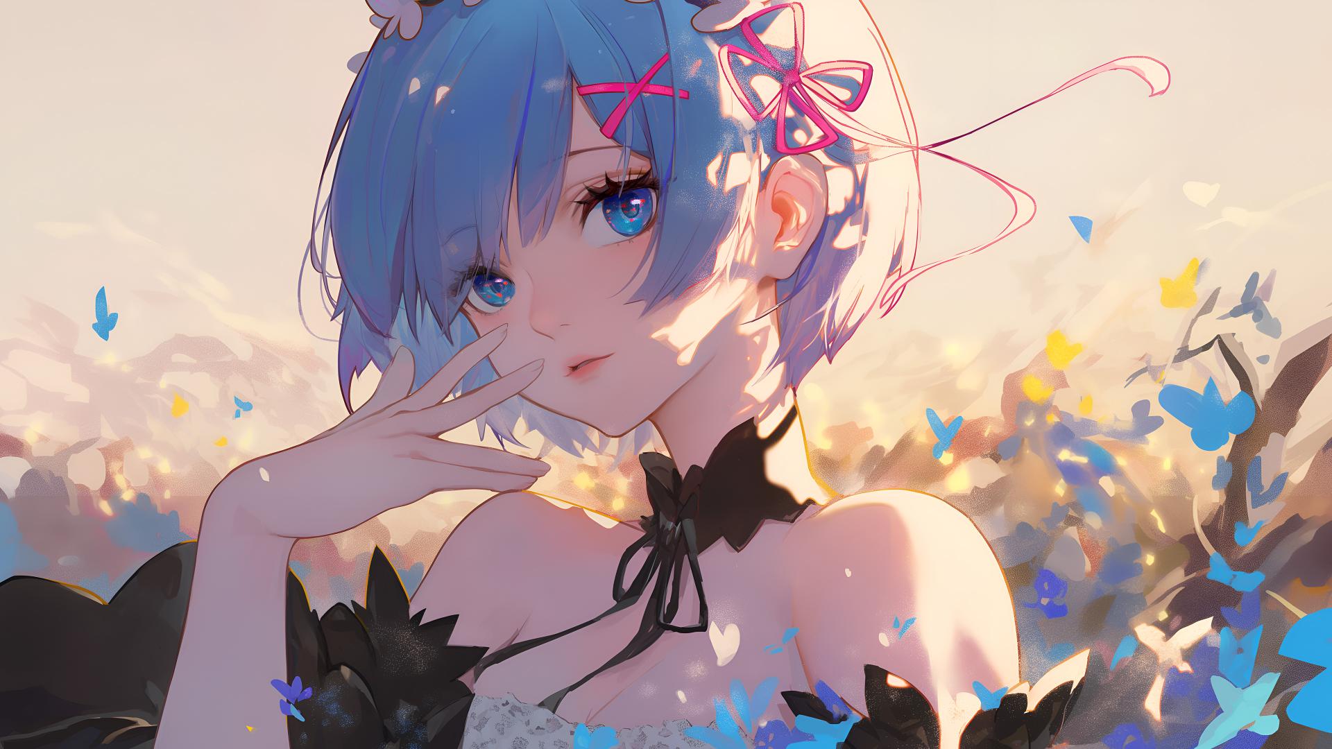 Download Rem Anime Butterflies Aesthetic Desktop  4k