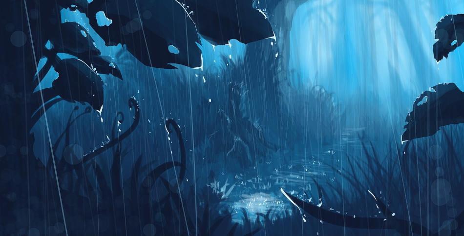 Download raindrops painting anime landscape