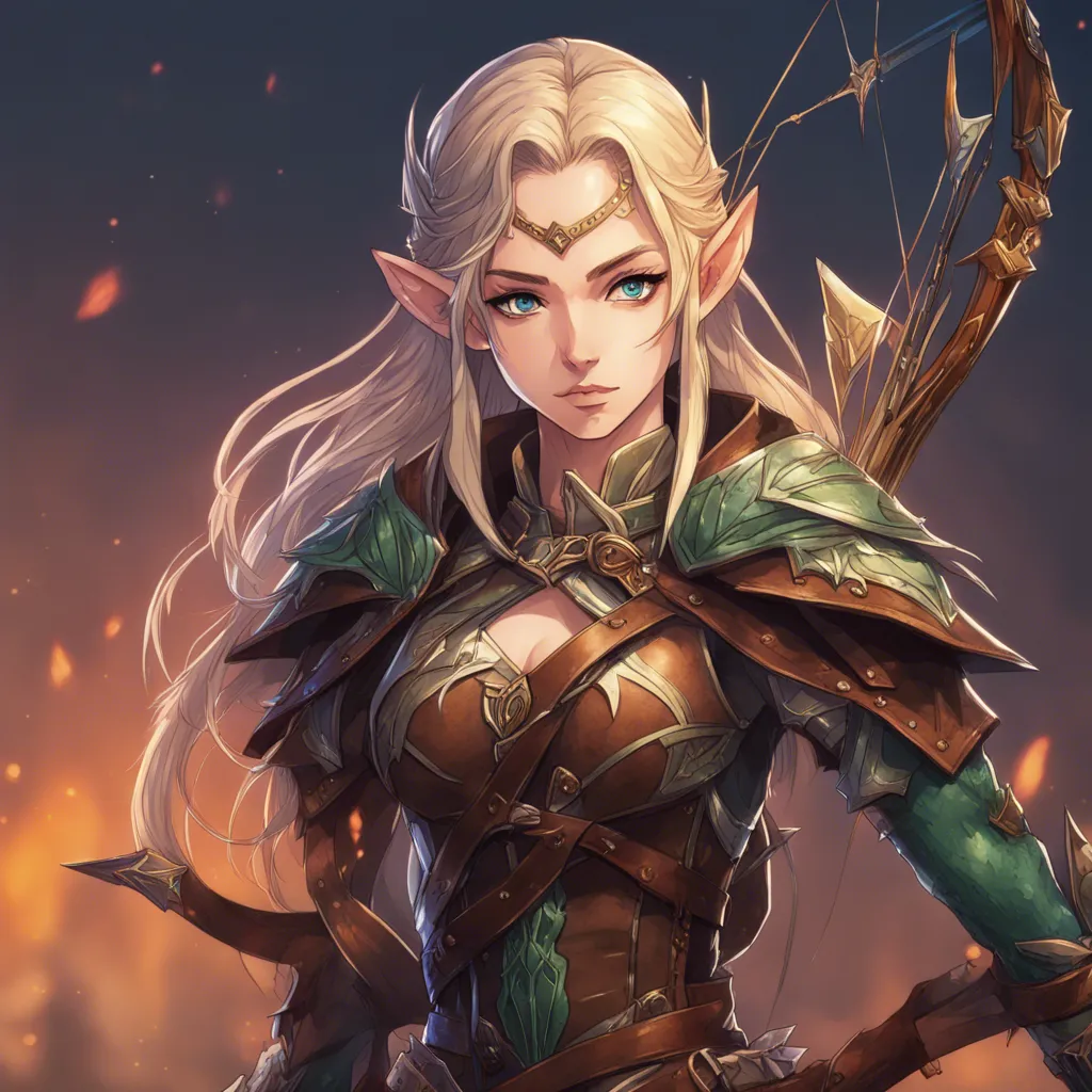 Download Female Elven Ranger In Leather Armor