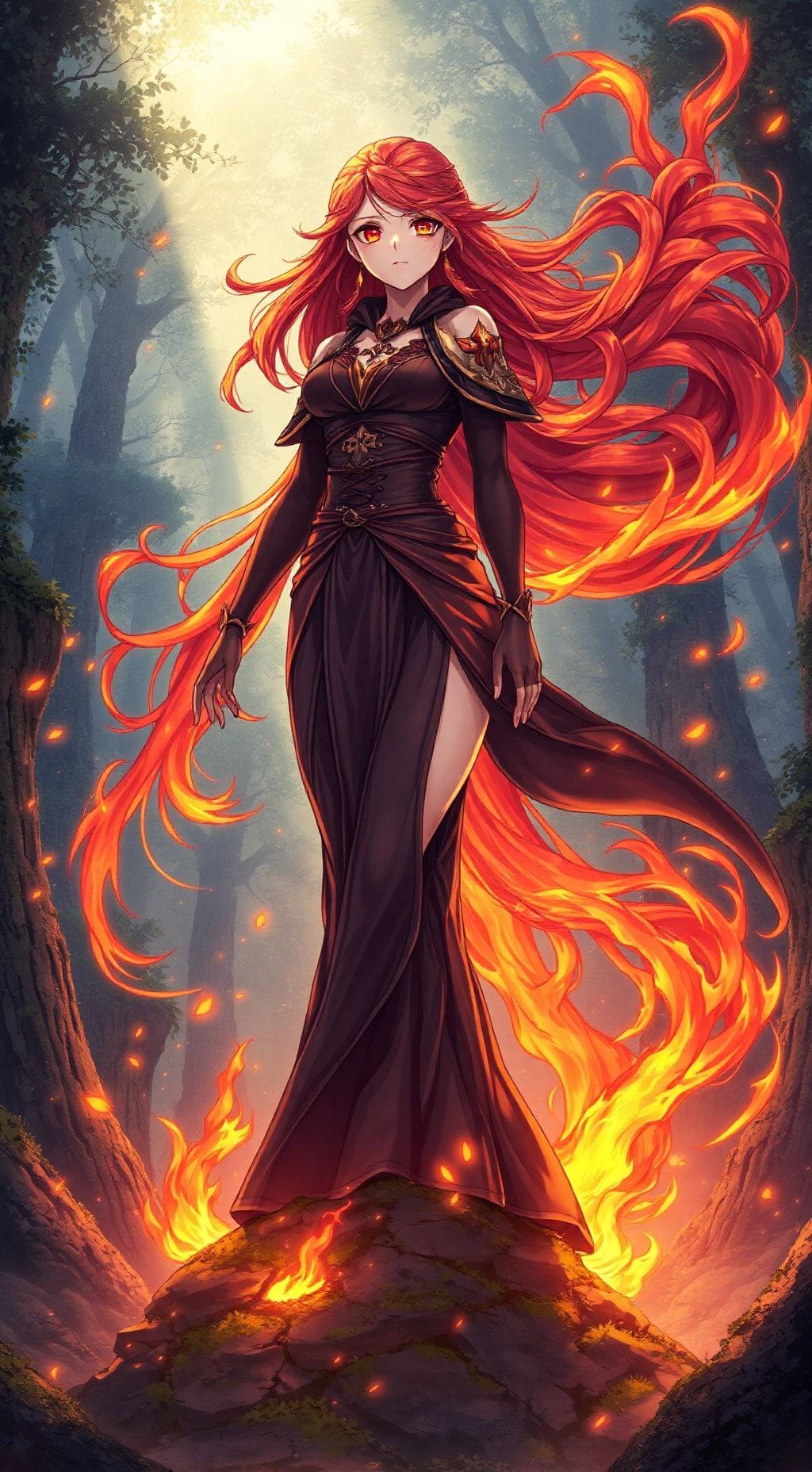 Download Female Fire Mage Tall Red Eyes