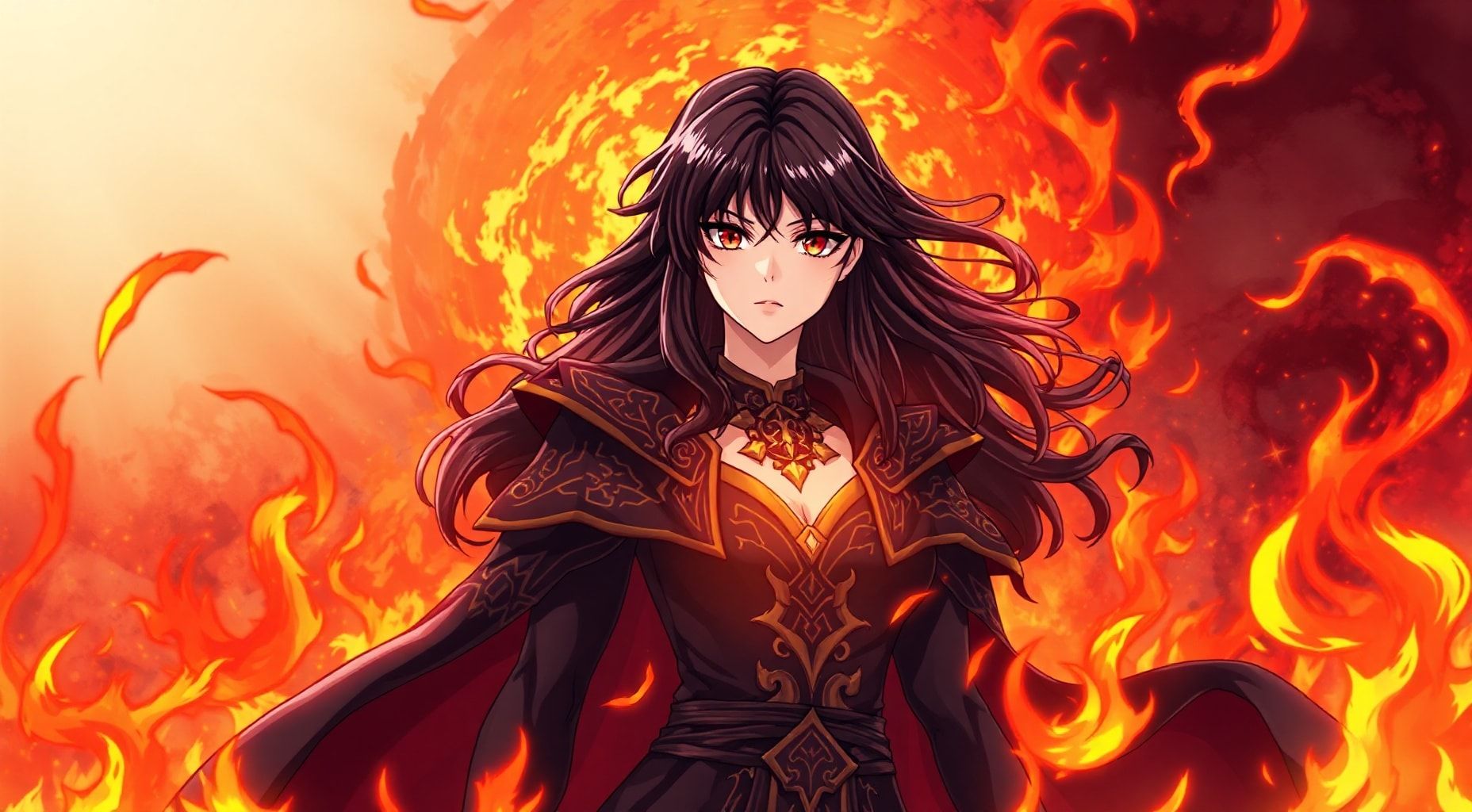 Download Female Mage Red Eyes Black Hair