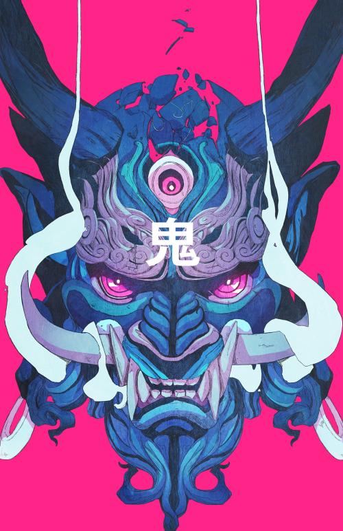 Download blue and gray oni