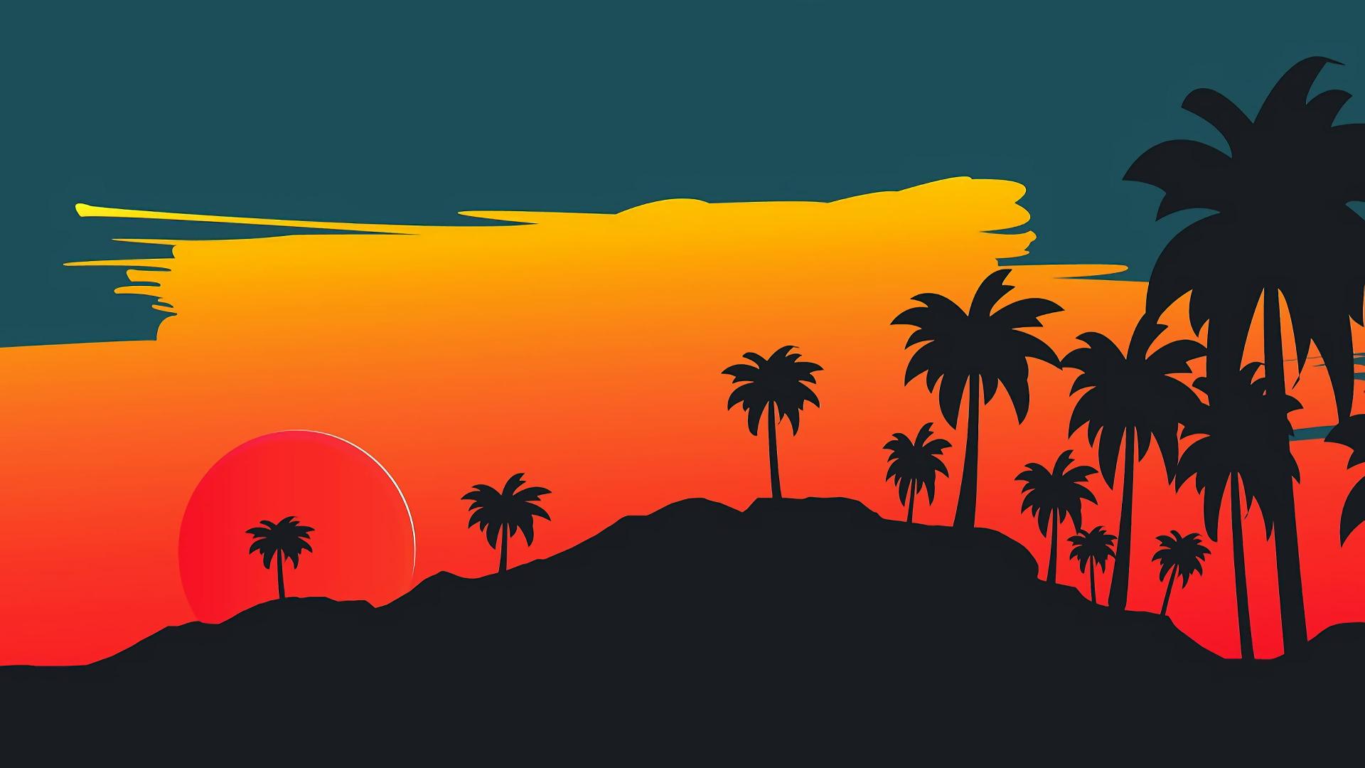 Download silhouette of coconut trees