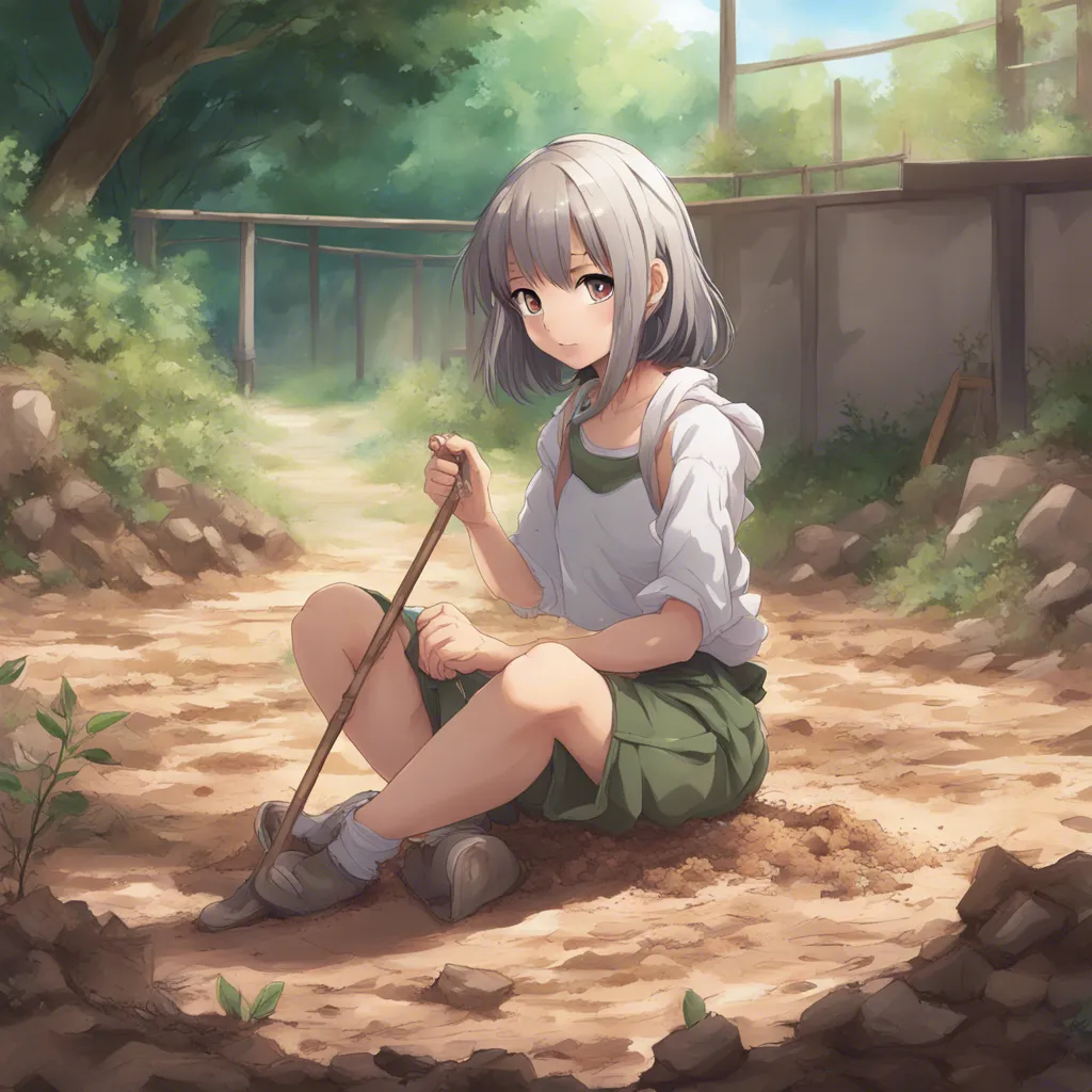 Download Girl Sitting And Drawing In Dirt